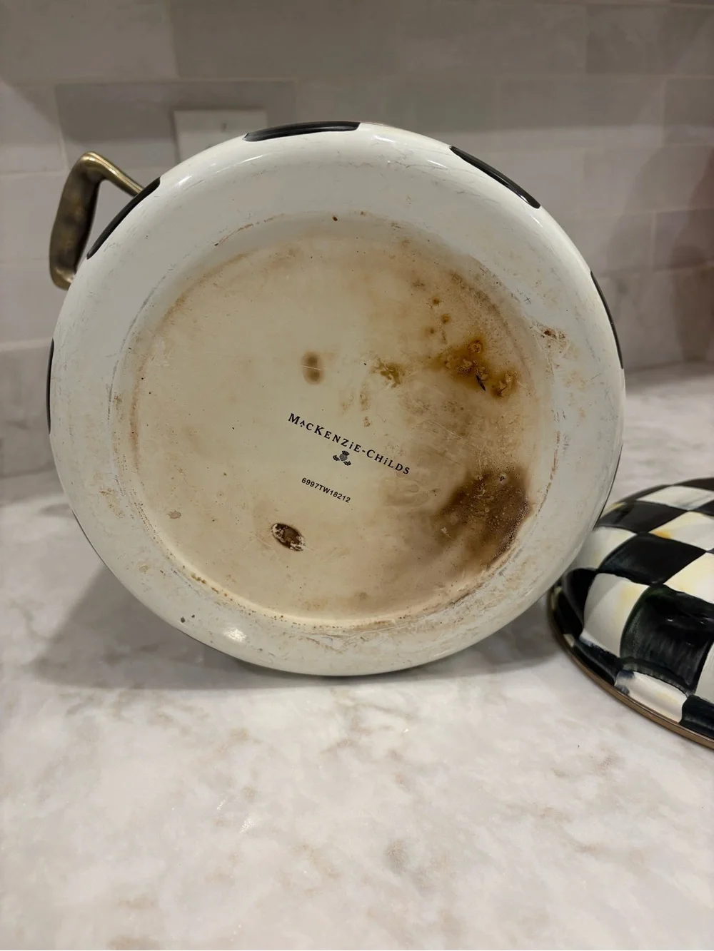 Mackenzie-Childs Courtly Check Soup Pot- great condition